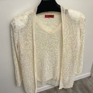 Vintage  1990s Ungaro Paris twin set sheer lace imprint